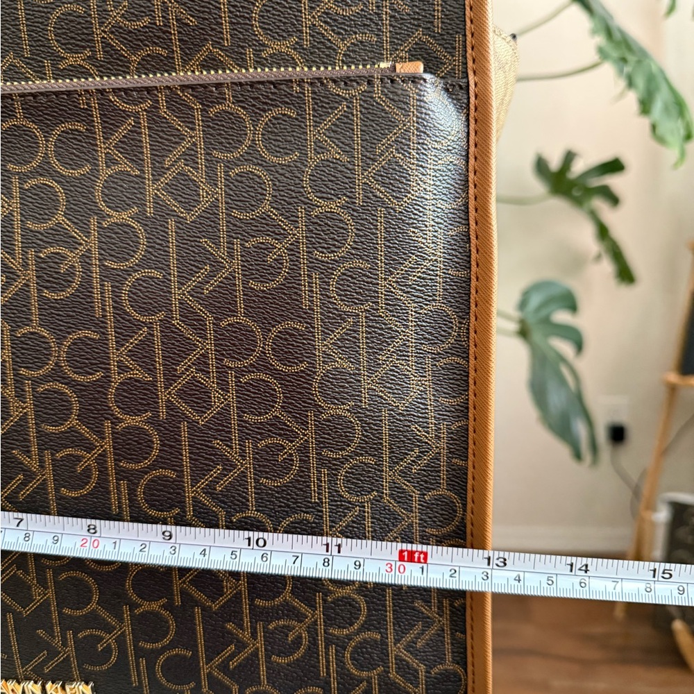 Calvin Klein Brown Monogram Large Tote Bag Satchel Purse - Picture 3 of 13